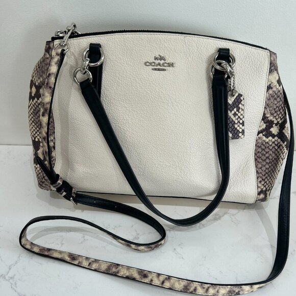 Coach Leather Snakeskin Two-Toned Satchel & Matching Wallet - Picture 1 of 11